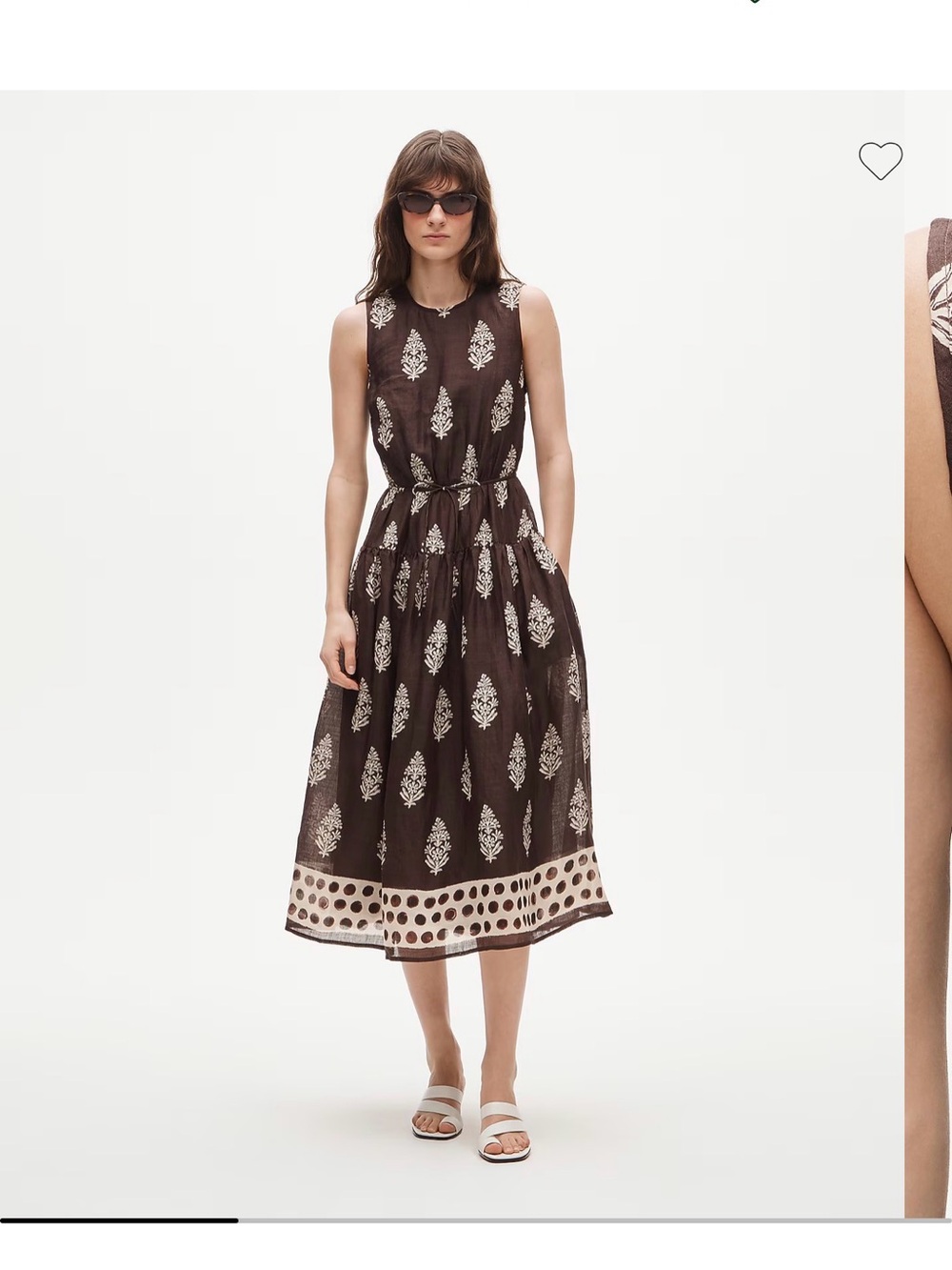 NWT JCREW Brown Printed Midi Dress in Ramie 6